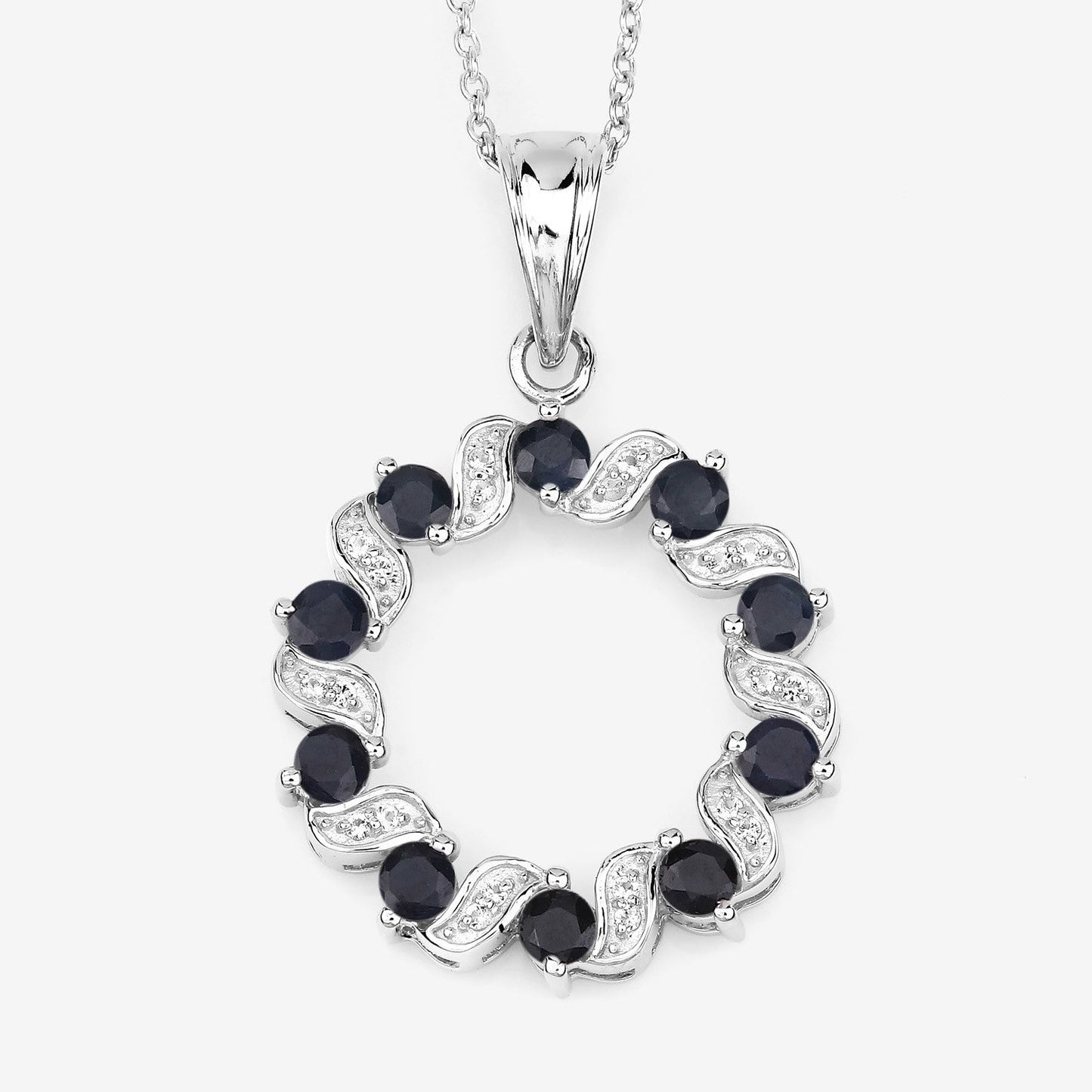 Colgante de plata de ley .925 con zafiro azul genuino de 1.30 quilates y topacio blanco