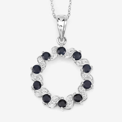 Colgante de plata de ley .925 con zafiro azul genuino de 1.30 quilates y topacio blanco