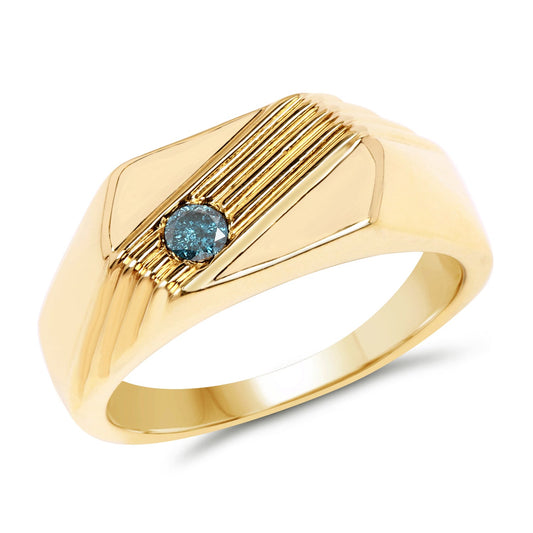 Anillo de Plata de ley .925 con Diamante Azul Genuino de 0.12 Quilates