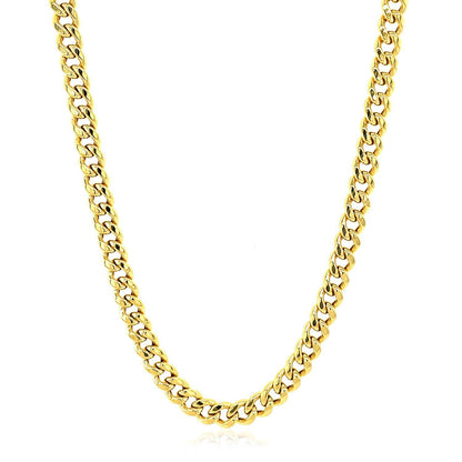 Cadena cubana semimaciza de oro amarillo de 14k y 4,5 mm