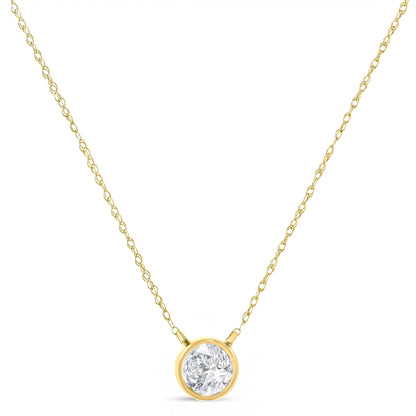 Collar con colgante de plata de ley .925 de 18" con bisel de diamante de talla redonda de 1/10 Cttw (color J-K, claridad I1-I2)