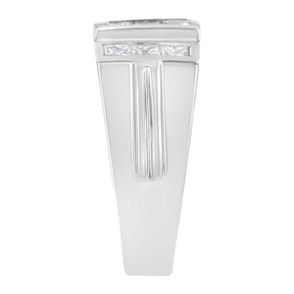 Anillo para hombre de oro blanco de 14 quilates con grupo de diamantes (2 quilates de peso total, color G-H, claridad SI1-SI2)