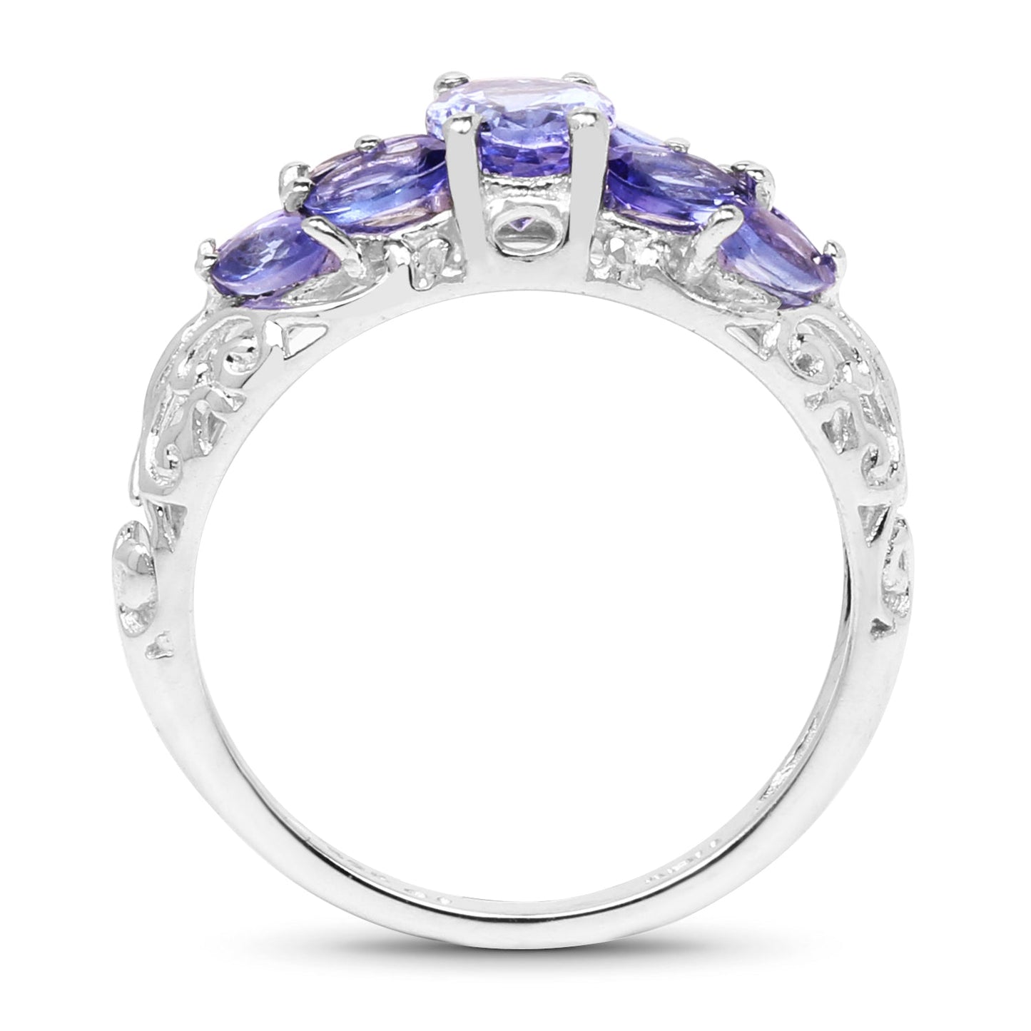 Anillo de plata de ley .925 con tanzanita genuina de 1.63 quilates
