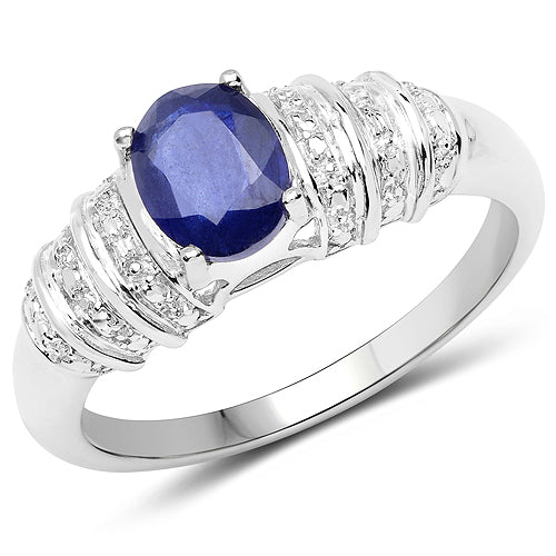 Anillo de plata de ley .925 con cianita auténtica de 1,40 quilates
