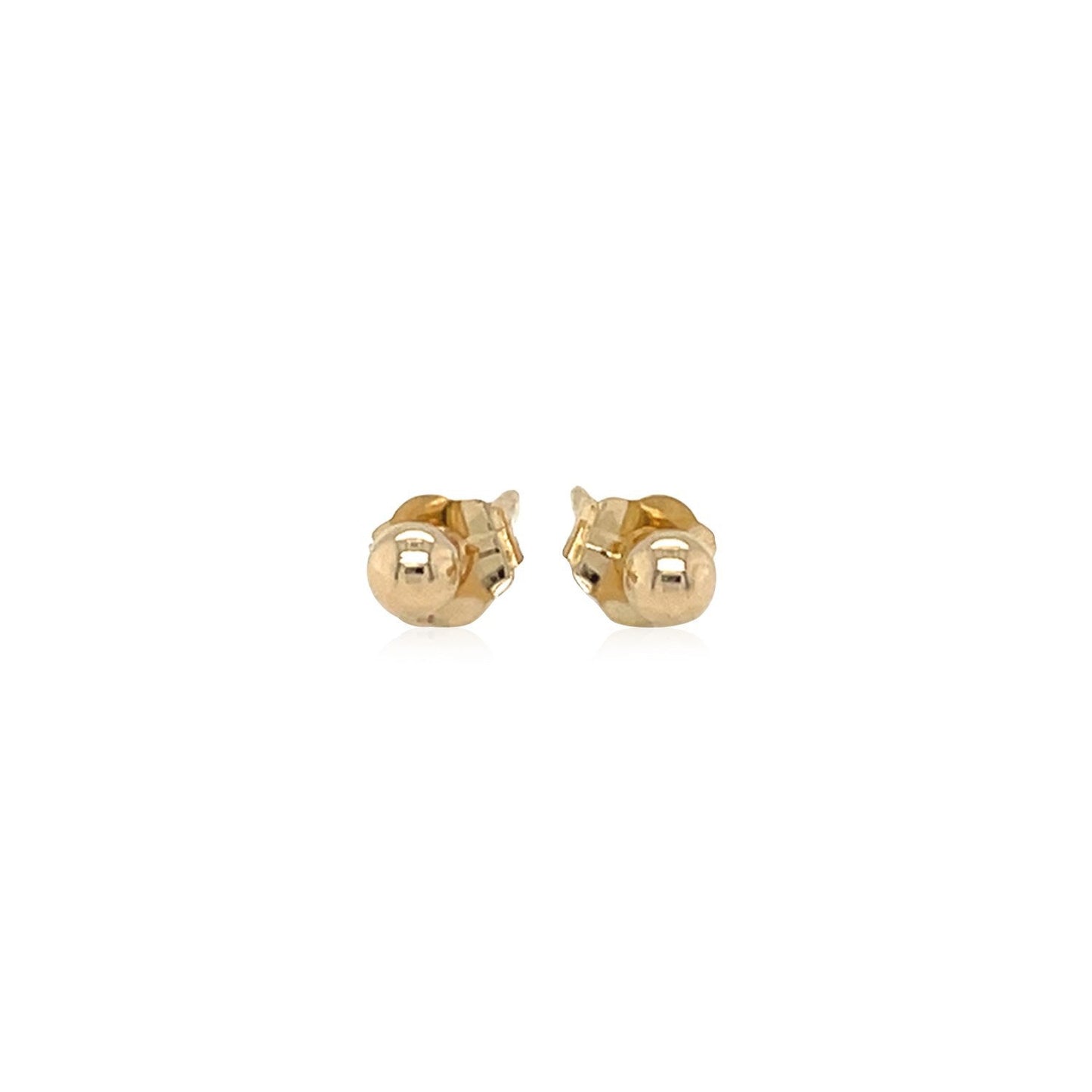 Pendientes de botón redondos pulidos de oro amarillo de 14k