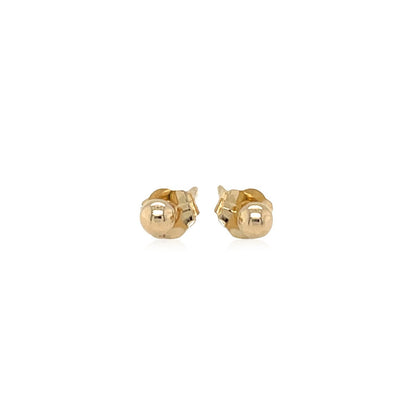 Pendientes de botón redondos pulidos de oro amarillo de 14k