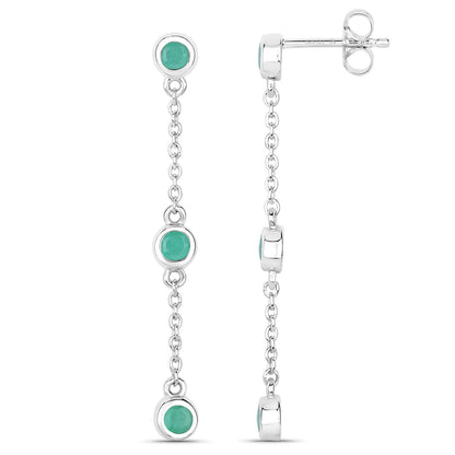 Aretes de plata de ley .925 con esmeralda genuina de 0.60 quilates