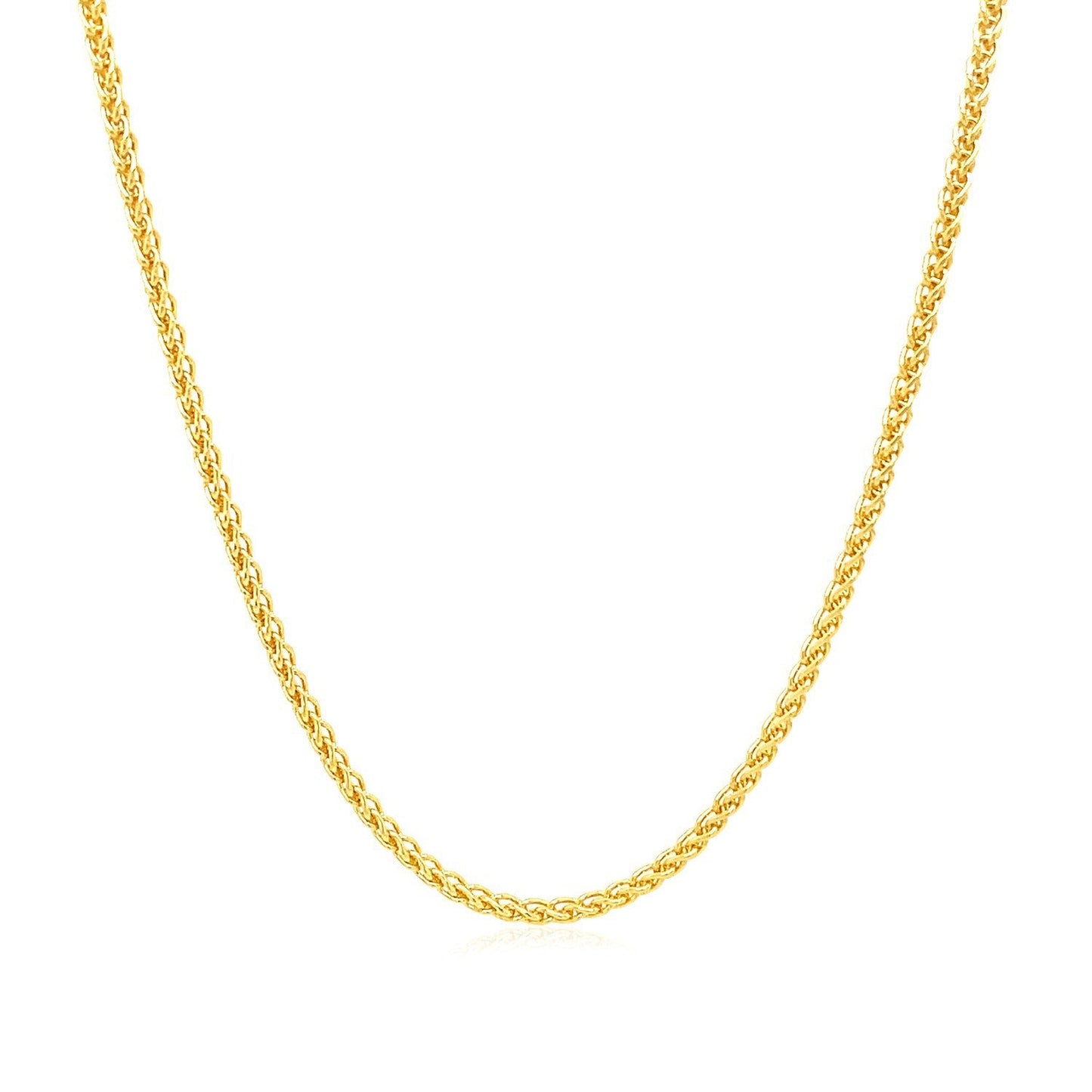Cadena de trigo redonda de oro amarillo de 14k de 1.5mm