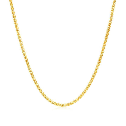 Cadena de trigo redonda de oro amarillo de 14k de 1.5mm