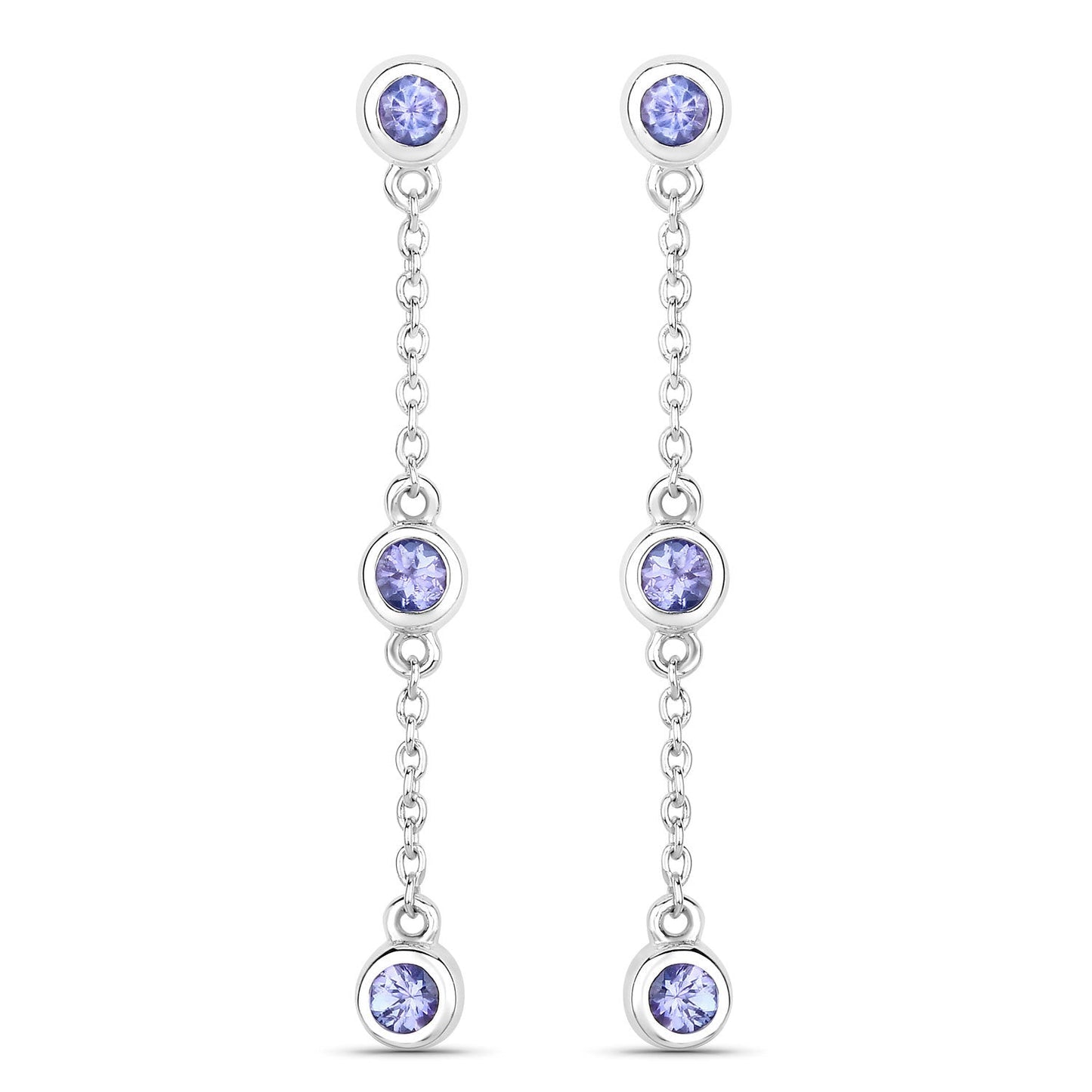 Pendientes de plata de ley .925 con tanzanita genuina de 0,60 quilates