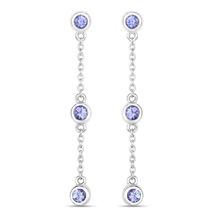 Pendientes de plata de ley .925 con tanzanita genuina de 0,60 quilates