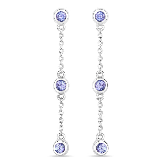 Pendientes de plata de ley .925 con tanzanita genuina de 0,60 quilates