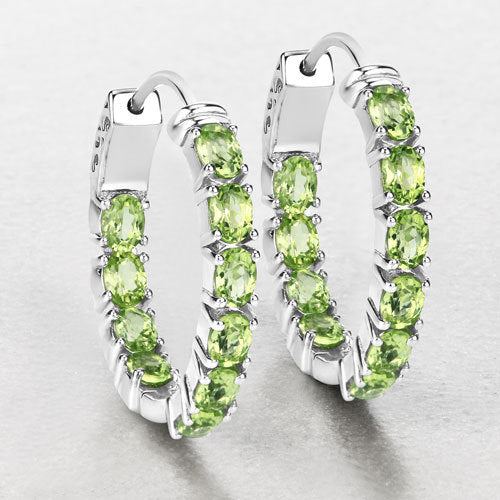 Pendientes de Plata de Ley .925 con Peridoto Genuino de 3.40 Quilates