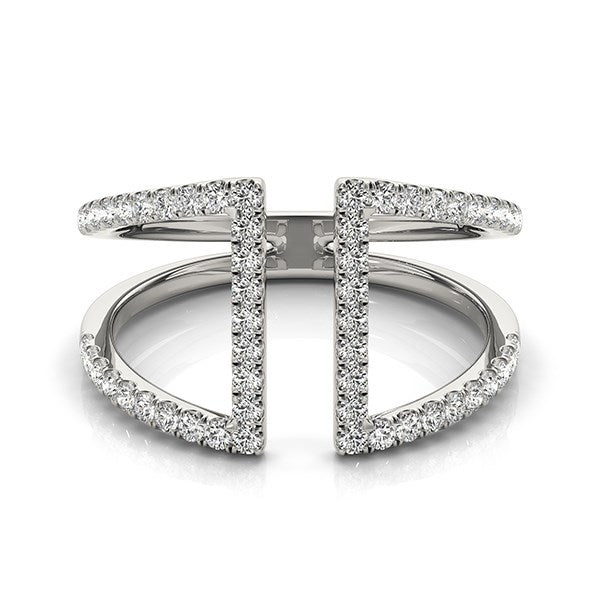 Anillo de oro blanco de 14 quilates de doble banda abierta con diamantes (1/2 quilate en total)