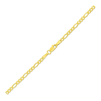 Pulsera Figaro de oro amarillo macizo de 14k y 2.8mm
