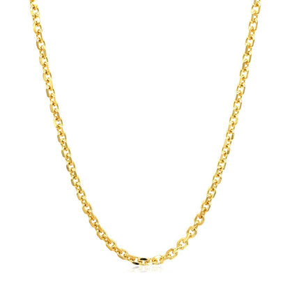 Cadena de eslabones de cable con corte de diamante de oro amarillo de 14k y 2.6mm