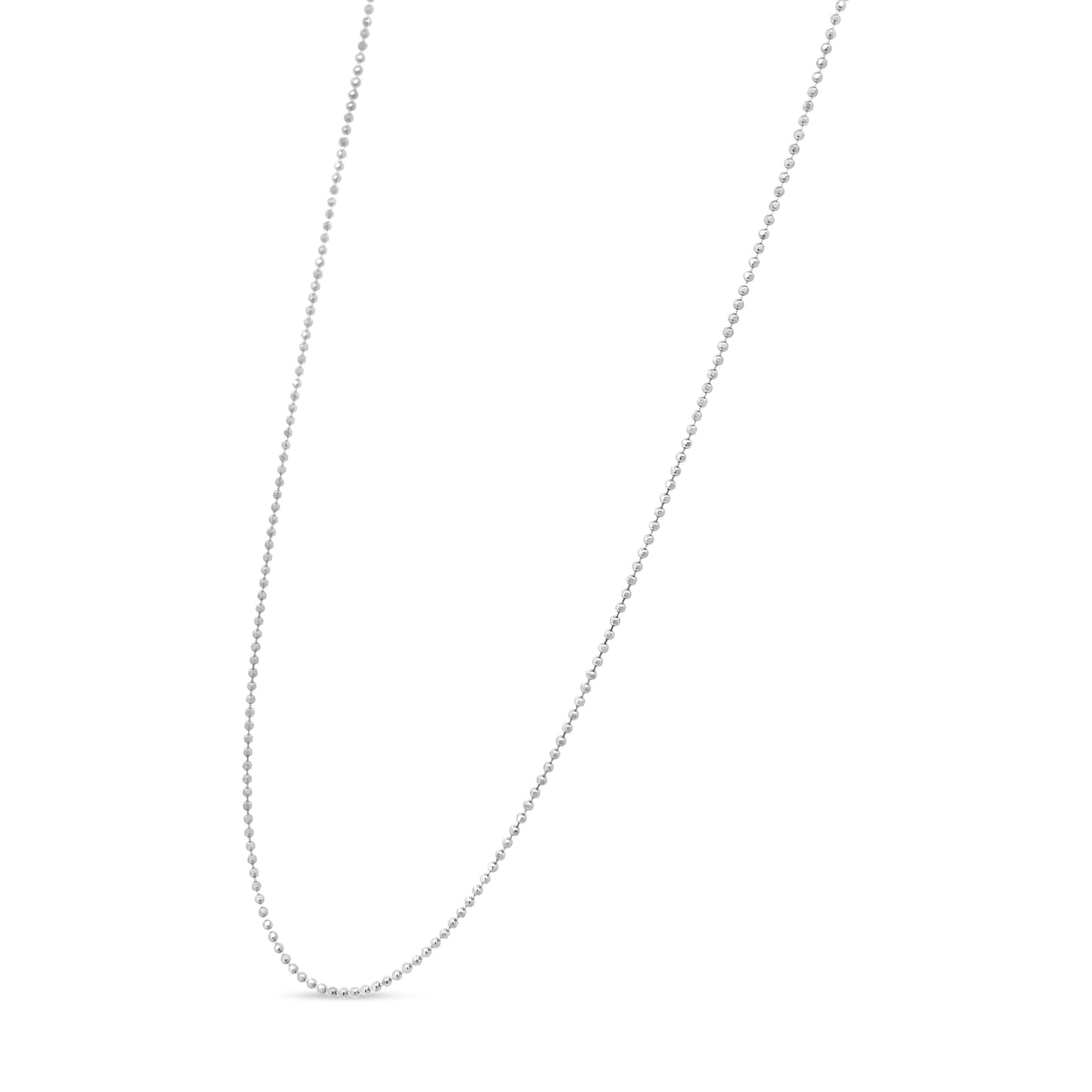 Collar de cadena de bolitas de 0,7 mm de plata de ley .925, delgado y delicado, unisex, de 45,7 cm
