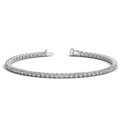 Pulsera de tenis de oro blanco de 14k con diamantes redondos cultivados en laboratorio (3 ct. pt. F/G VS2/SI1)