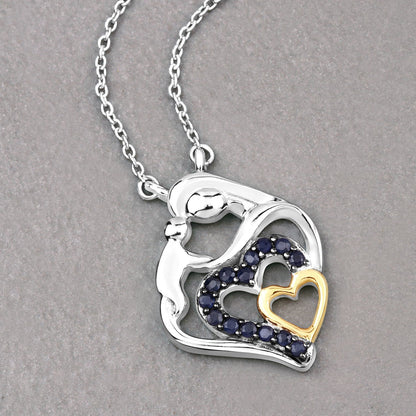Colgante de plata de ley .925 con zafiro azul auténtico de 0,28 quilates