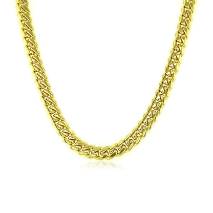 Cadena clásica sólida cubana de Miami de oro amarillo de 10k de 3,9 mm