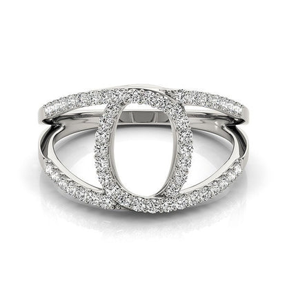 Anillo de doble banda estilo lazo de diamantes de oro blanco de 14k (1/2 qt. de peso total)