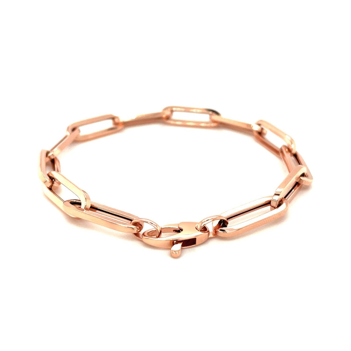 Pulsera de cadena extra ancha de eslabones de oro rosa de 14 quilates