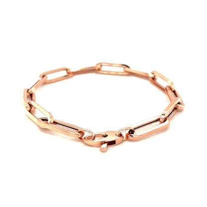 Pulsera de cadena extra ancha de eslabones de oro rosa de 14 quilates