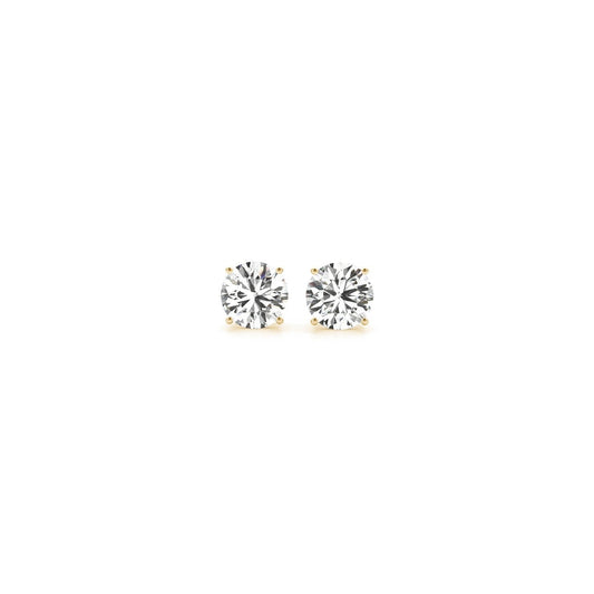 Pendientes de botón de diamante redondo cultivado en laboratorio de 1/2 quilate de peso total de 14k oro amarillo (G/VS2)