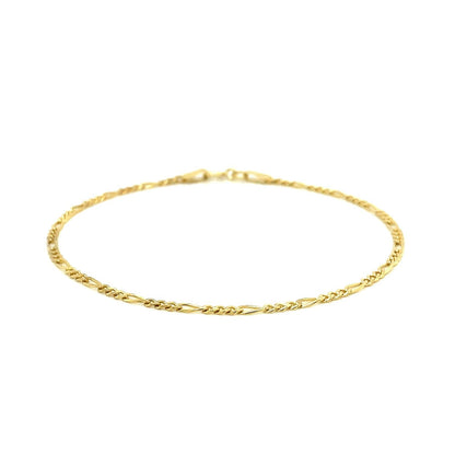 Pulsera Fígaro de oro amarillo de 14k y 1.5mm