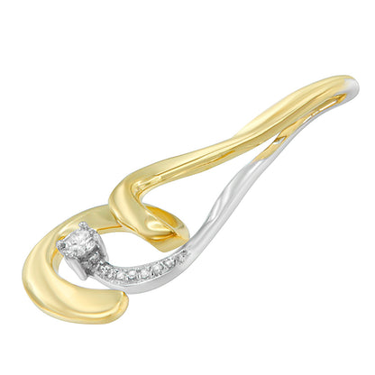 Collar con colgante de espiral de oro bicolor de 10 quilates con diamantes de talla redonda de 0,10 cttw (I-J, I2-I3)