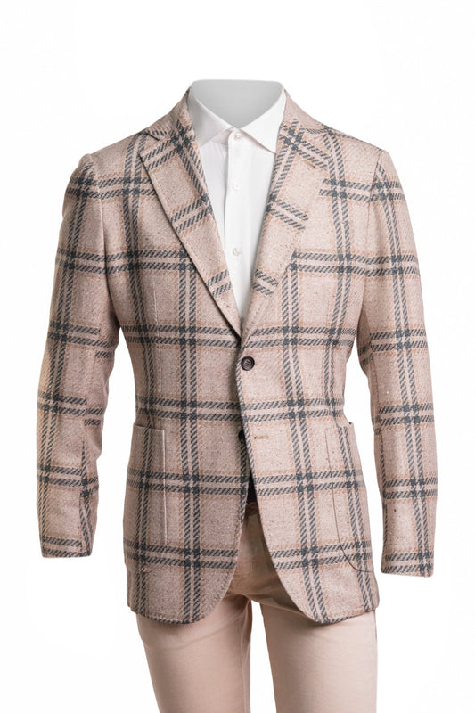 Sartorio Double-Windowpane Virgin Wool-Silk-Linen Sport Jacket