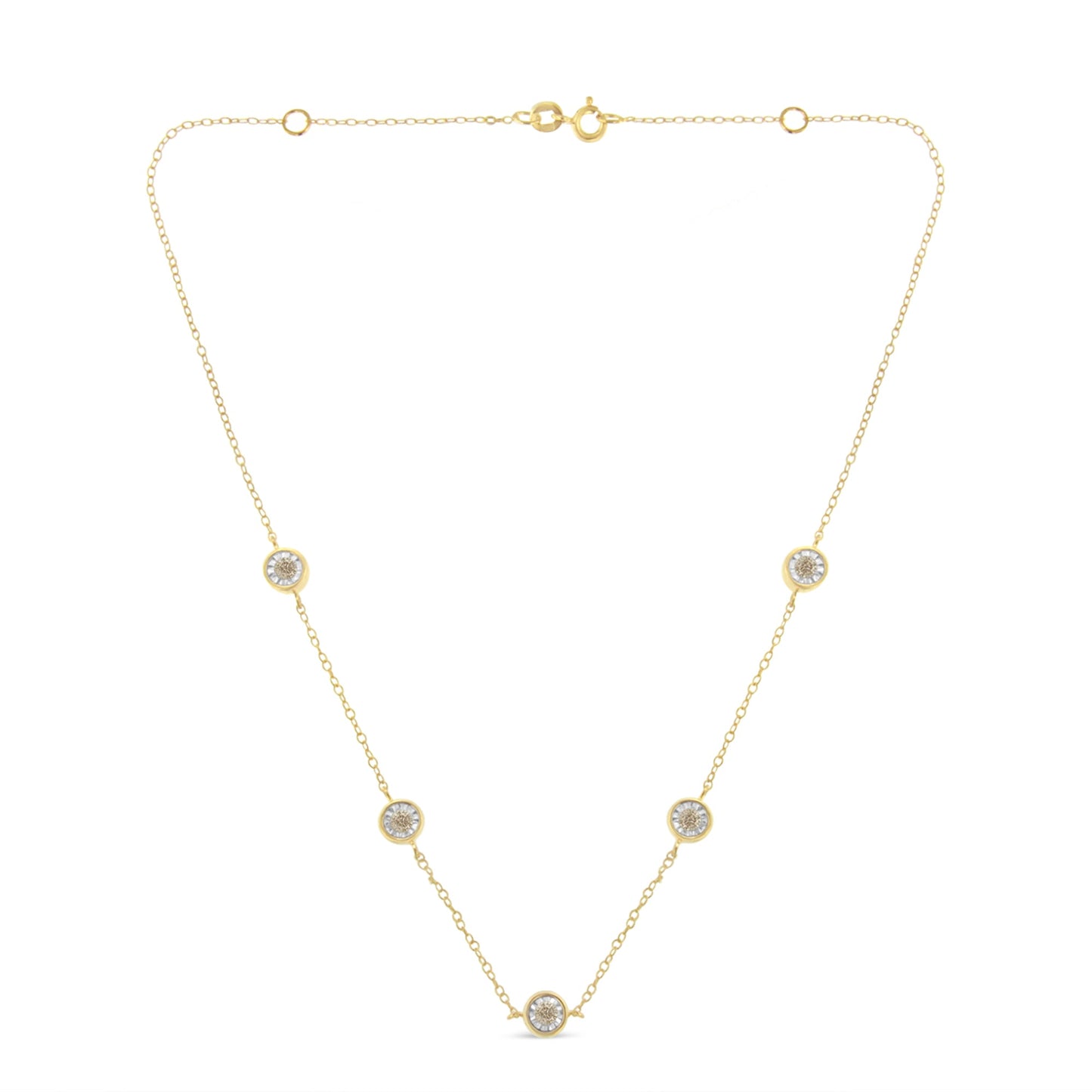 Collar de plata de ley chapado en oro amarillo con diamantes (1/2 cttw, color K-L, claridad I2-I3)