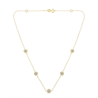 Collar de plata de ley chapado en oro amarillo con diamantes (1/2 cttw, color K-L, claridad I2-I3)
