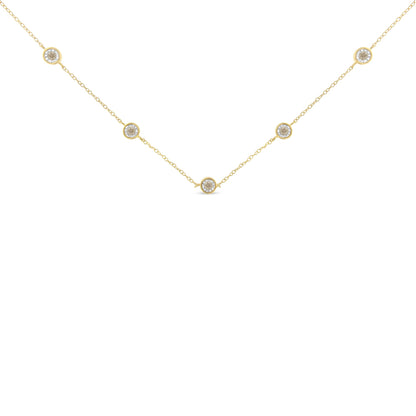 Collar de plata de ley chapado en oro amarillo con diamantes (1/2 cttw, color K-L, claridad I2-I3)