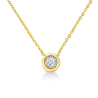 Collar con colgante cuadrado de 45,72 cm de oro amarillo de 10 K enchapado en plata de ley .925 con 1/10 quilates de diamante redondo en engaste de ilusión (color K-L, claridad I2-I3)