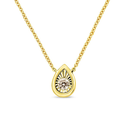 Collar con colgante cuadrado de 45,72 cm de oro amarillo de 10 K enchapado en plata de ley .925 con 1/10 quilates de diamante redondo en engaste de ilusión (color K-L, claridad I2-I3)