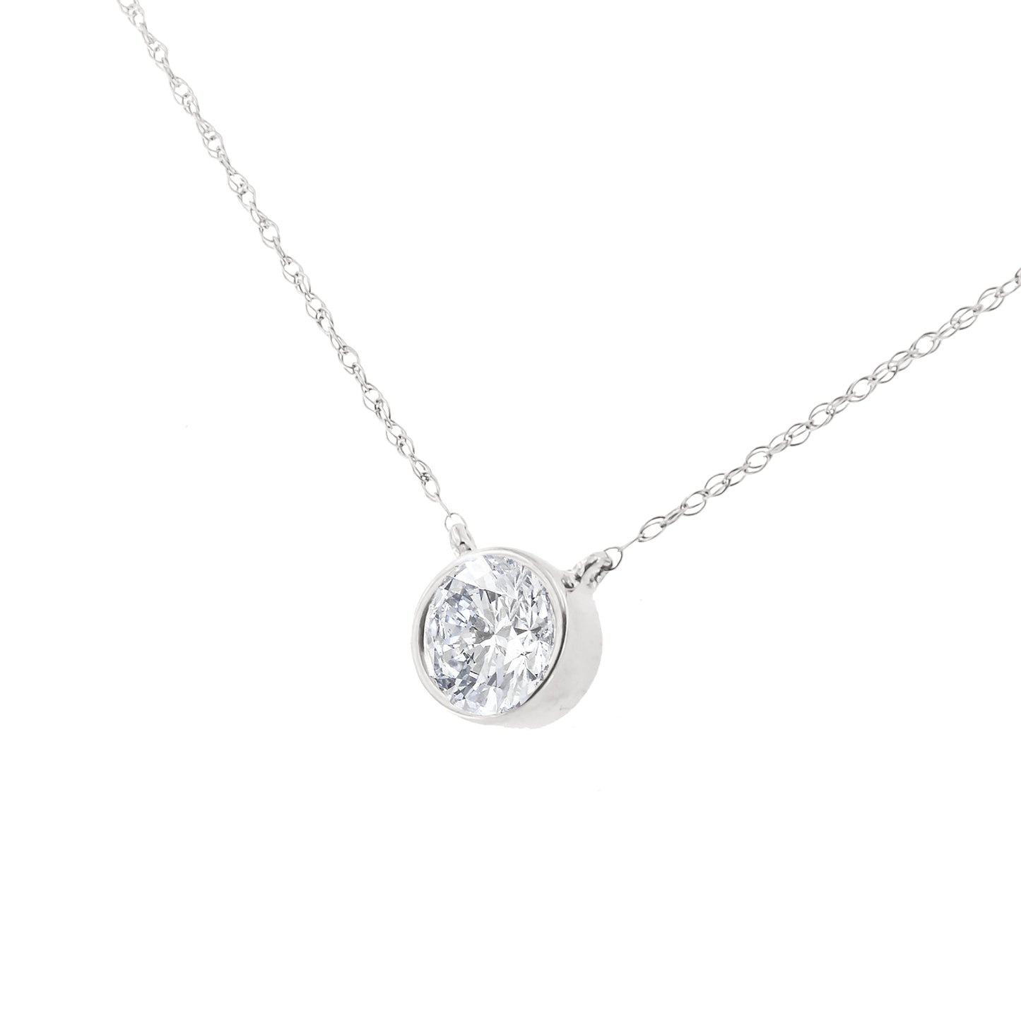 Collar con colgante biselado de diamantes de 0,50 quilates en plata de ley .925 de 45,72 cm (color I-J, claridad I2-I3)