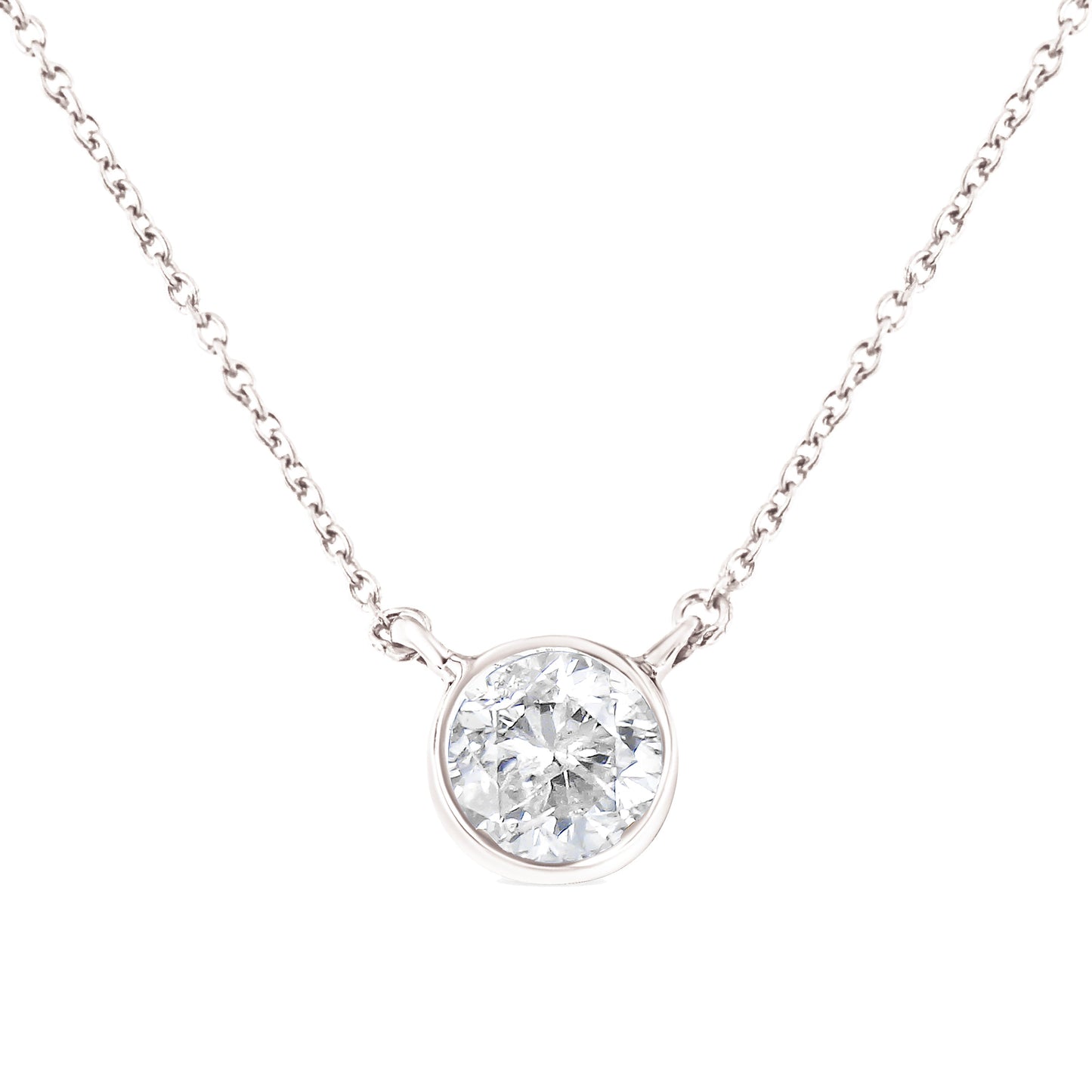 Collar con colgante biselado de diamantes de 0,50 quilates en plata de ley .925 de 45,72 cm (color I-J, claridad I2-I3)
