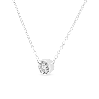 Collar con colgante biselado de diamantes de 0,50 quilates en plata de ley .925 de 45,72 cm (color I-J, claridad I2-I3)