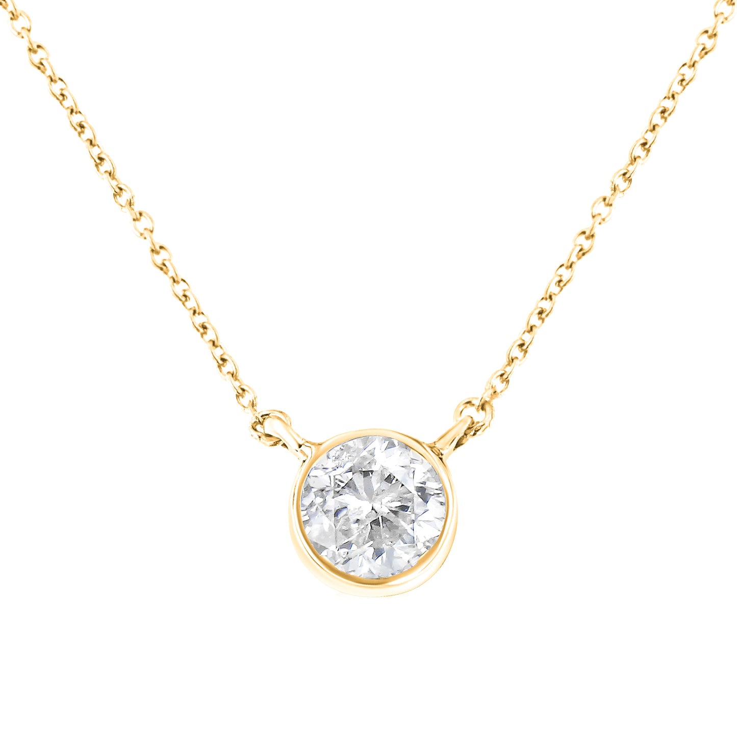Collar con colgante biselado de diamantes de 0,50 quilates en plata de ley .925 de 45,72 cm (color I-J, claridad I2-I3)