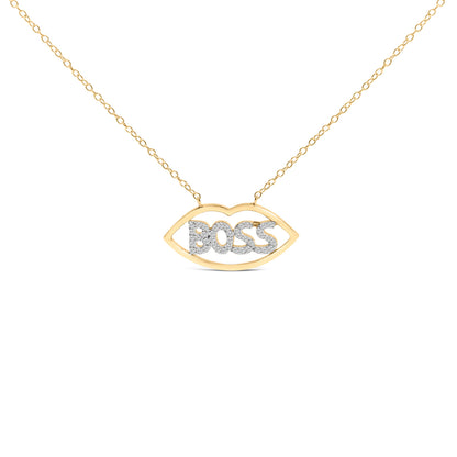 Collar con colgante "Boss" de plata chapada en oro amarillo de 14 quilates con diamantes de 0,25 quilates - 18 pulgadas