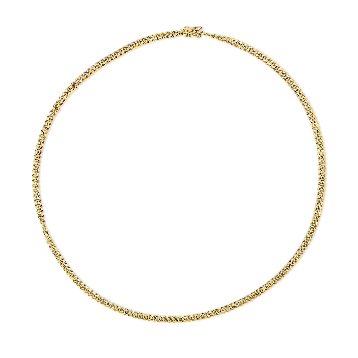 Cadena cubana de Miami de oro amarillo semimacizo de 14 quilates y 4,5 mm - Cadena unisex - 22 pulgadas