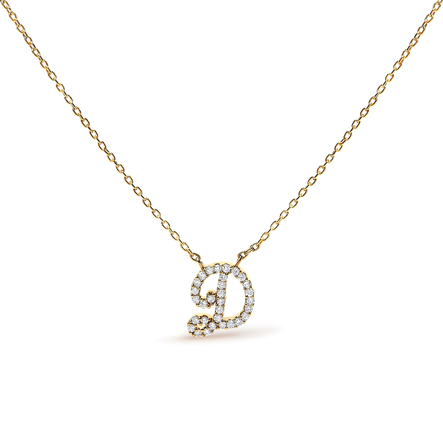 Collar con colgante con acento de diamante en oro blanco de 10K con inicial "A" estilo cursiva