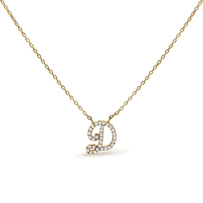 Collar con colgante con acento de diamante en oro blanco de 10K con inicial "A" estilo cursiva