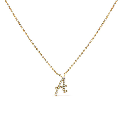 Collar con colgante con acento de diamante en oro blanco de 10K con inicial "A" estilo cursiva