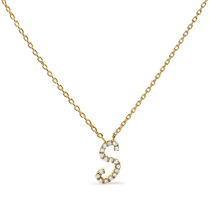 Collar con colgante con acento de diamante en oro blanco de 10K con inicial "A" estilo cursiva