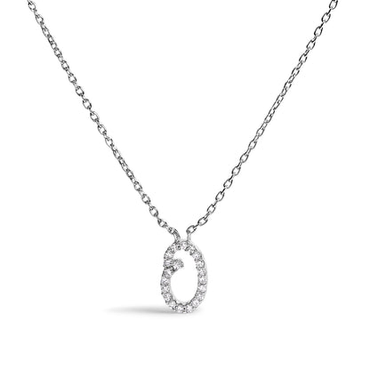 Collar con colgante con acento de diamante en oro blanco de 10K con inicial "A" estilo cursiva