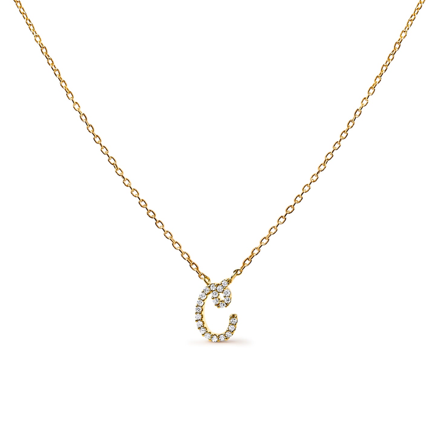 Collar con colgante con acento de diamante en oro blanco de 10K con inicial "A" estilo cursiva