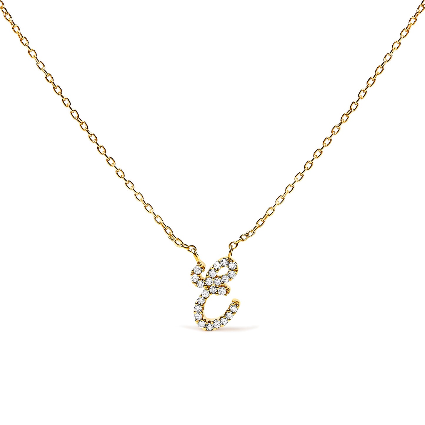Collar con colgante con acento de diamante en oro blanco de 10K con inicial "A" estilo cursiva