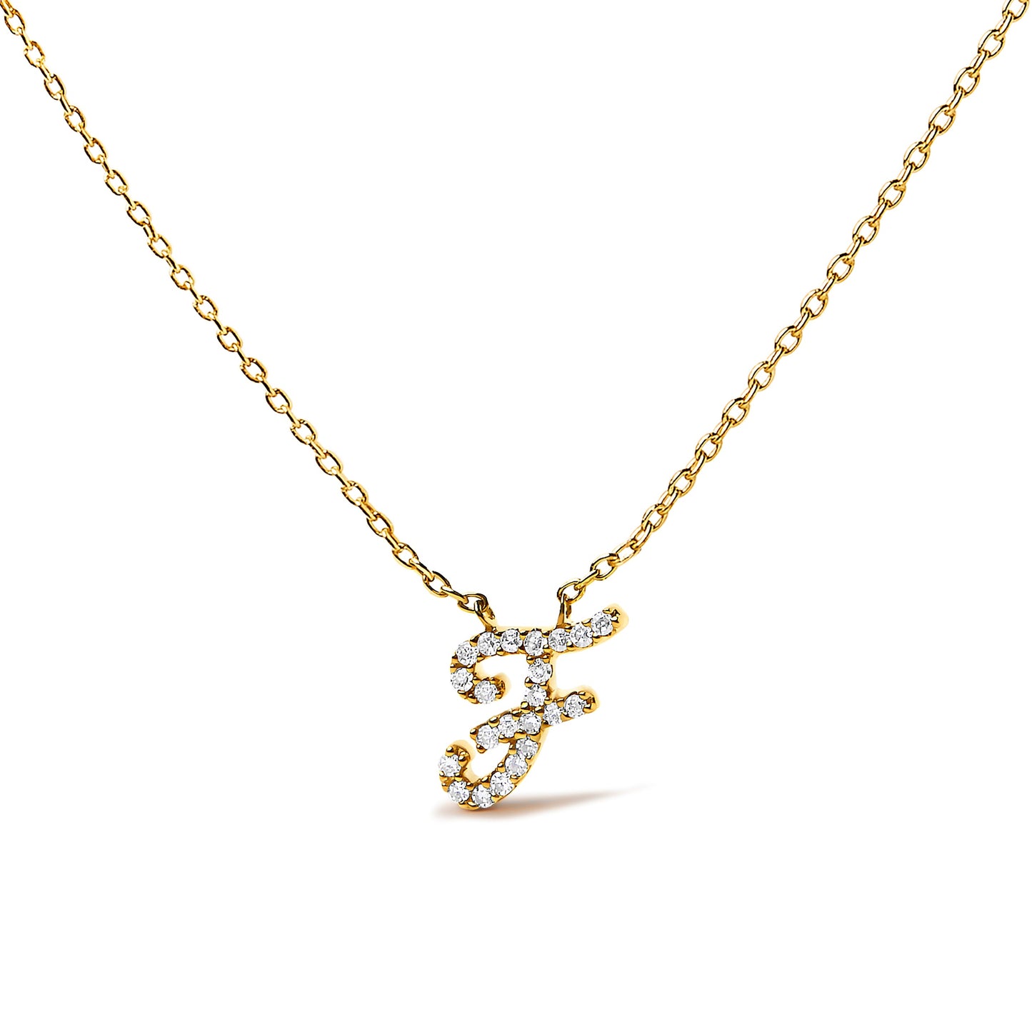 Collar con colgante con acento de diamante en oro blanco de 10K con inicial "A" estilo cursiva
